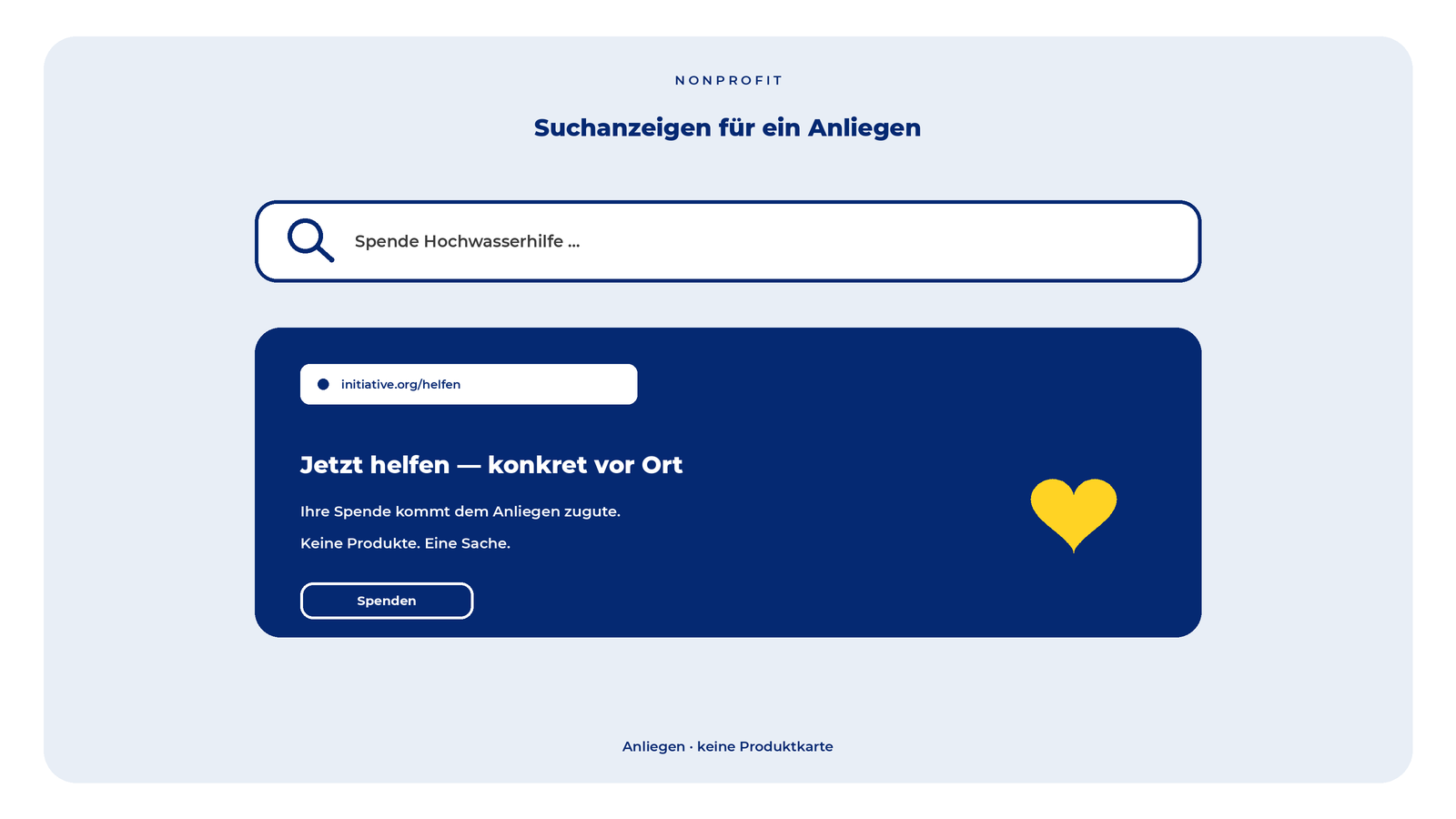 Suchanzeige für ein Anliegen mit goldenem Herz.